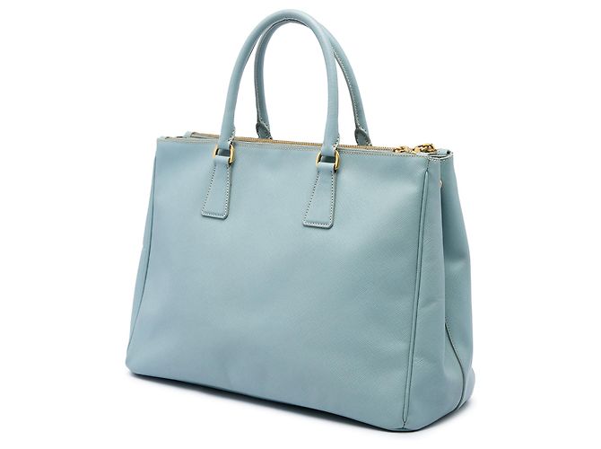 Borsa Tote Prada Large Saffiano Lux Galleria Double Zip Satchel Blu - vista 2