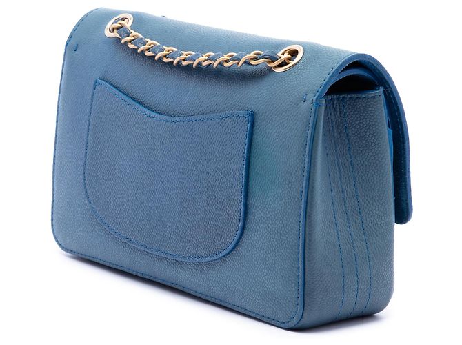 Borsa a tracolla Chanel Medium Classic Caviar Pure Double Flap Blu - vista 2