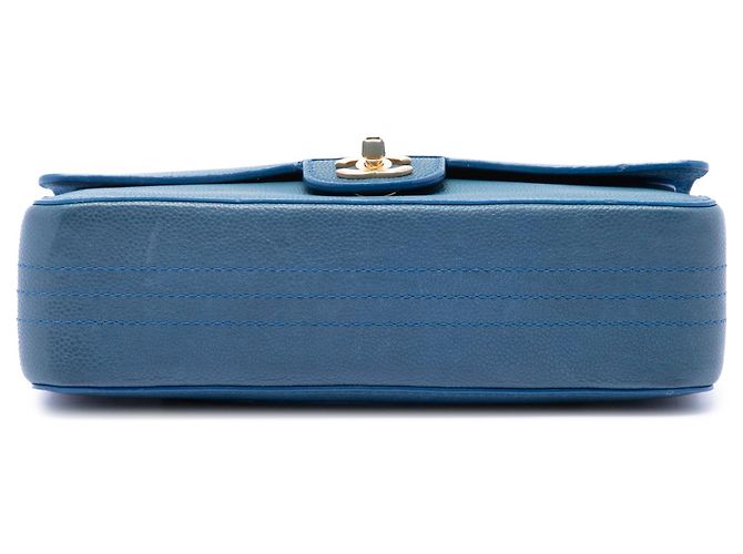 Borsa a tracolla Chanel Medium Classic Caviar Pure Double Flap Blu - vista 3