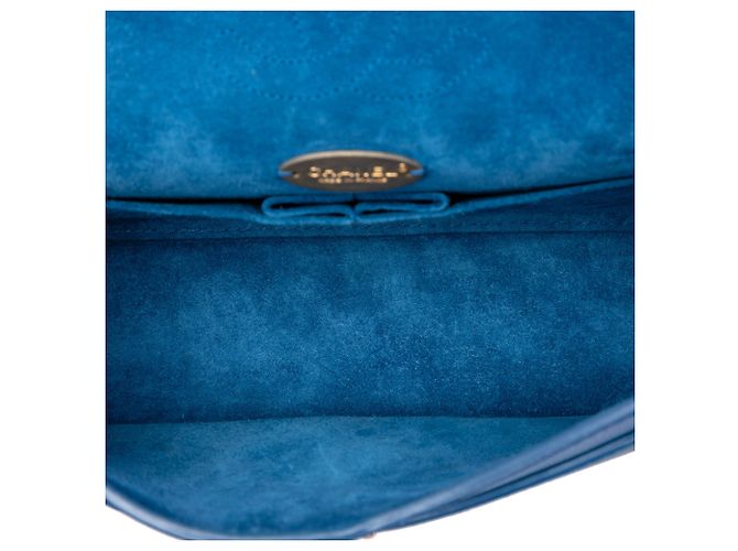 Borsa a tracolla Chanel Medium Classic Caviar Pure Double Flap Blu - vista 4