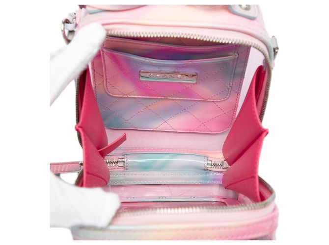 Borsa Vanity Verticale Chanel CC Rainbow in PVC rosa con filigrana - vista 4