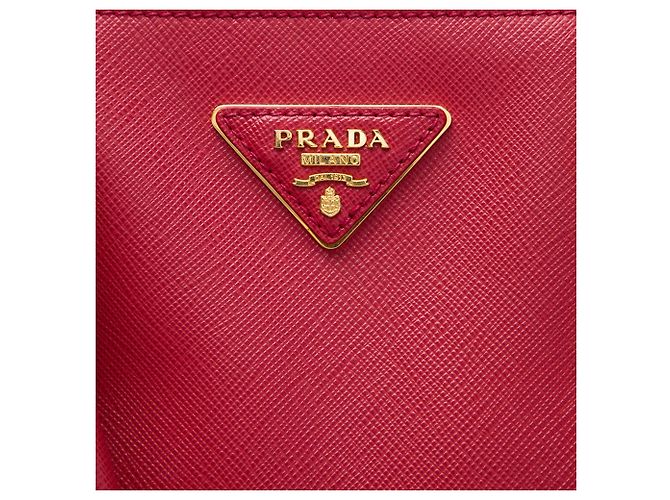 Borsa Tote Prada Galleria Double Zip Grande in Saffiano Rossa Rosso - vista 5