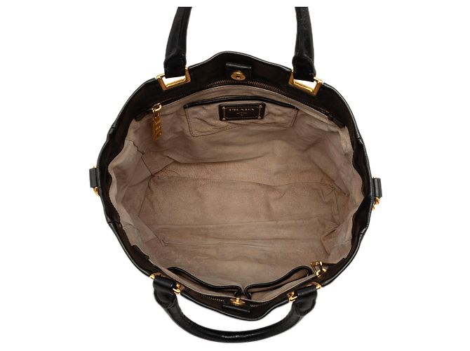 Borsa tote convertibile aperta Prada Glace Calf nera Nero - vista 4