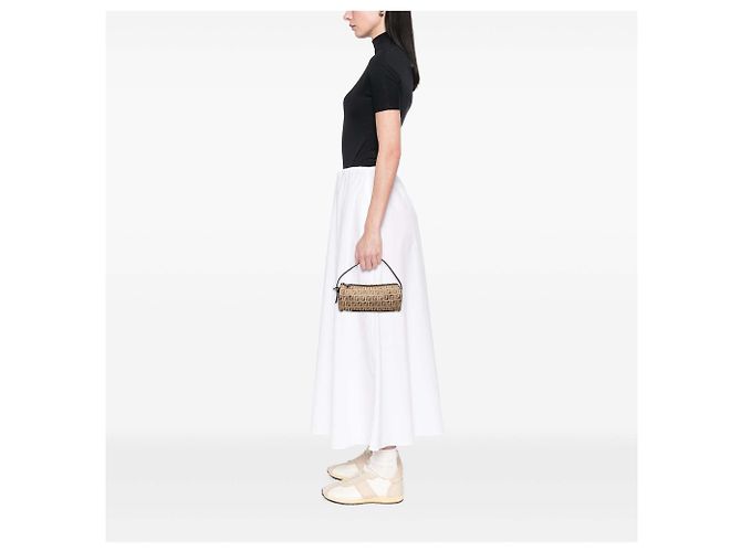 Borsa Pochette Barrel Fendi Zucchino Canvas Beige - vista 6