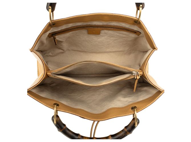 Bamboo Bolso de piel de becerro Gucci marrón con bambú Castaño - vista 4