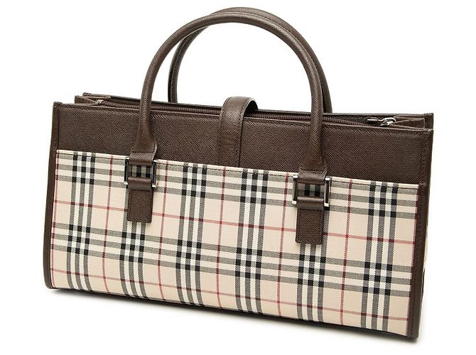 Borsa a mano Burberry House Check Canvas Beige - vista 2