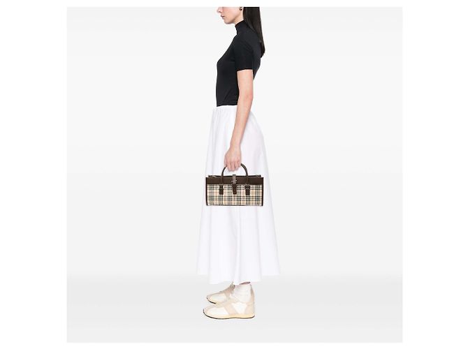 Borsa a mano Burberry House Check Canvas Beige - vista 6