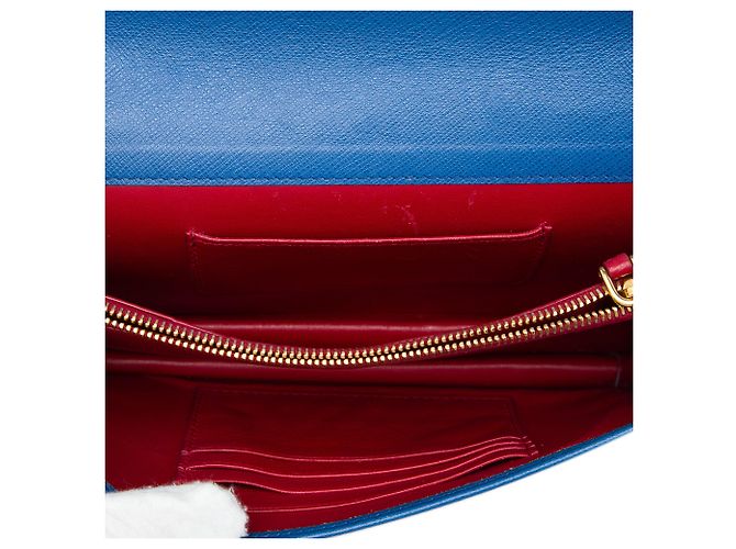 Borsa a tracolla Prada Saffiano Lux Monochrome Wallet on Chain Blu - vista 4