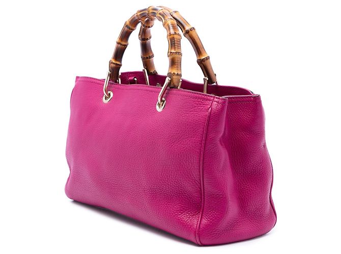 Bamboo Bolsa Shopper Satchel Gucci Medium em couro de bezerro rosa com bambu - vista 2