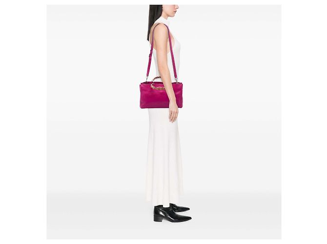 Bamboo Bolsa Shopper Satchel Gucci Medium em couro de bezerro rosa com bambu - vista 6