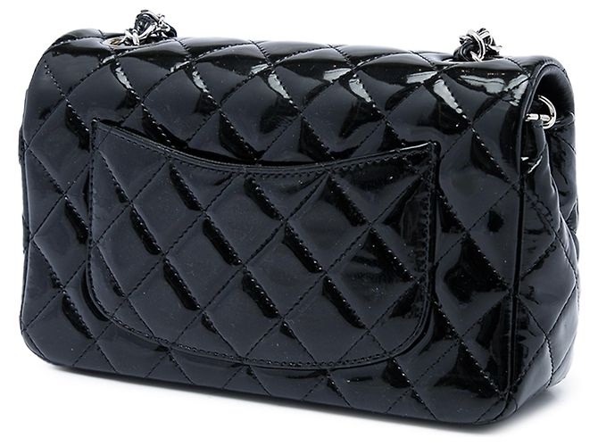 Bolsa Tiracolo Chanel Mini Rectangular Classic Single Flap em verniz preto - vista 2