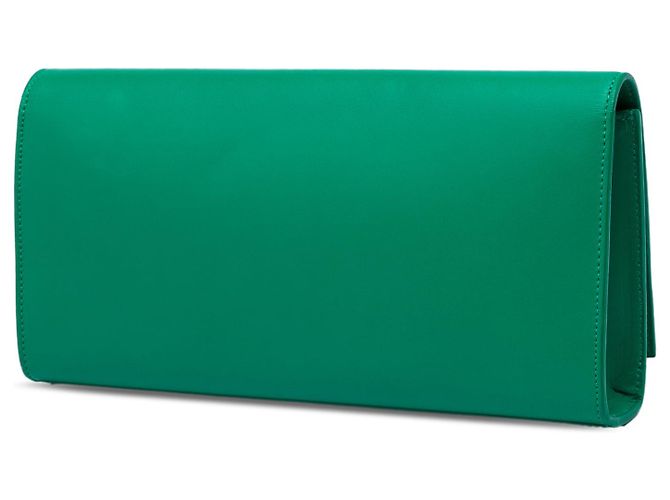 Autre Marque Clutch Cassandre Saint Laurent in pelle liscia verde - vista 2