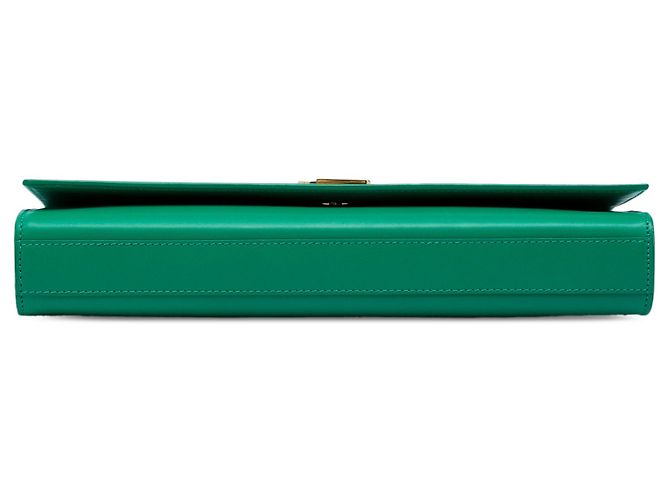 Autre Marque Clutch Cassandre Saint Laurent in pelle liscia verde - vista 3