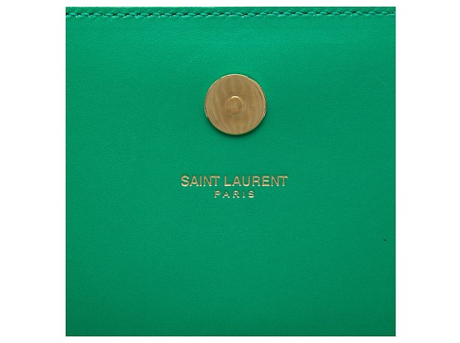 Autre Marque Clutch Cassandre Saint Laurent in pelle liscia verde - vista 5