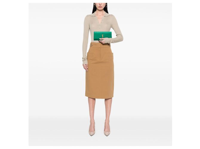 Autre Marque Clutch Cassandre Saint Laurent in pelle liscia verde - vista 6
