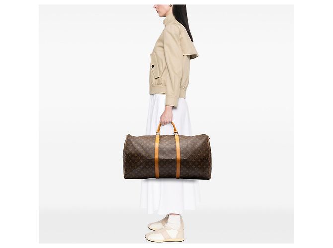 Sac de voyage Louis Vuitton Monogram Keepall 60 Marron - vue 7