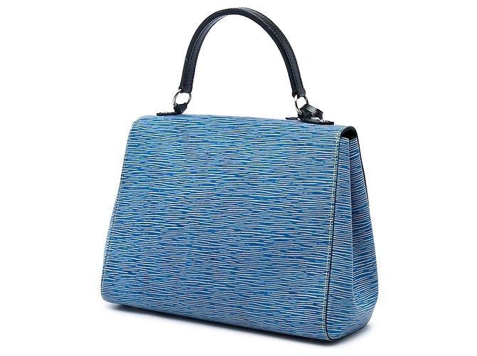 Borsa Satchel Louis Vuitton Cluny MM in pelle Epi Denim blu - vista 2