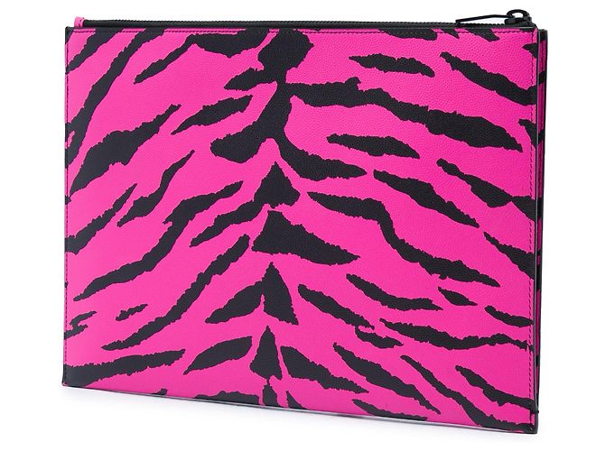 Autre Marque Clutch con stampa a zebra Grain De Poudre Saint Laurent rosa - vista 2