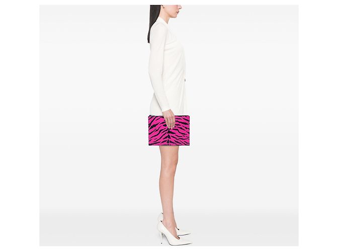 Autre Marque Clutch con stampa a zebra Grain De Poudre Saint Laurent rosa - vista 5