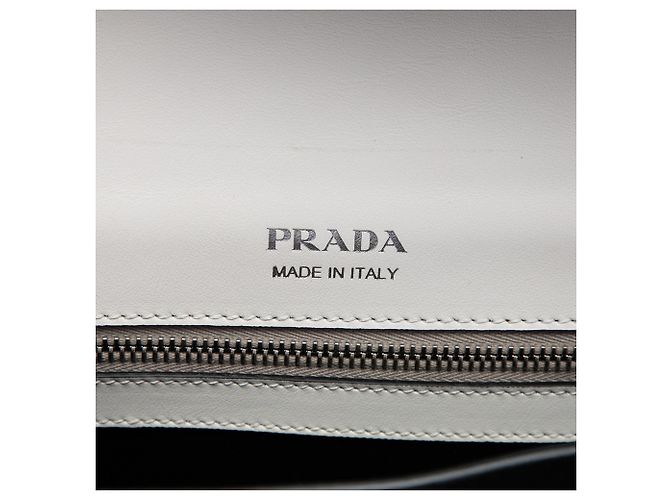 Borsa Satchel Elektra con borchie in pelle City Calf e Saffiano bianca Prada Bianco - vista 5