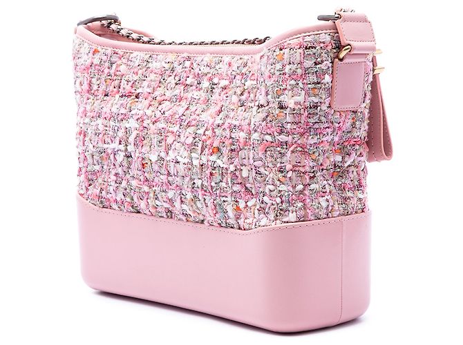 Borsa a tracolla Gabrielle Chanel Medium in tweed e vitello rosa - vista 2