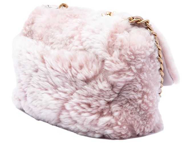 Chanel 19 Medium Flap Satchel aus rosa Shearling Pink - Ansicht 2