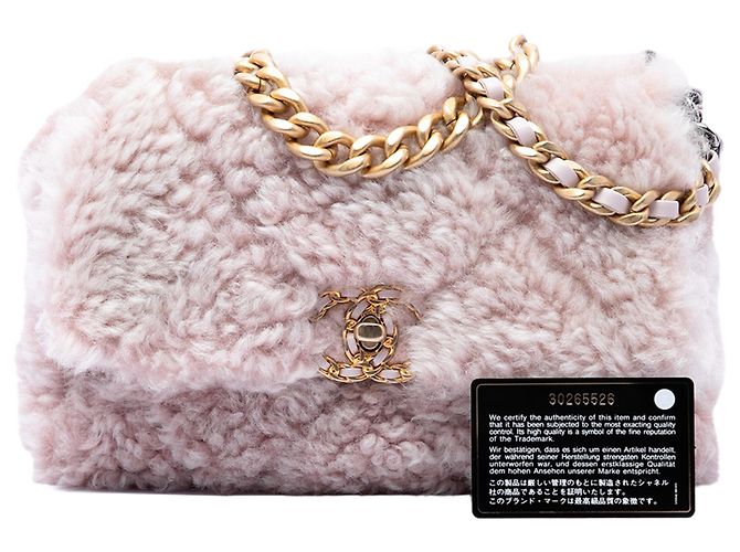 Chanel 19 Medium Flap Satchel aus rosa Shearling Pink - Ansicht 7