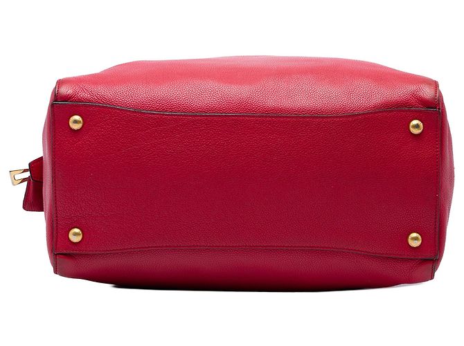 Roter Prada Vitello Daino Zip Top Umhängetasche - Ansicht 3