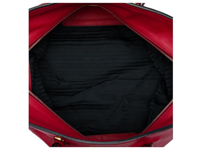 Roter Prada Vitello Daino Zip Top Umhängetasche - Ansicht 4