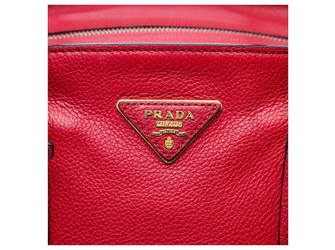 Roter Prada Vitello Daino Zip Top Umhängetasche - Ansicht 5