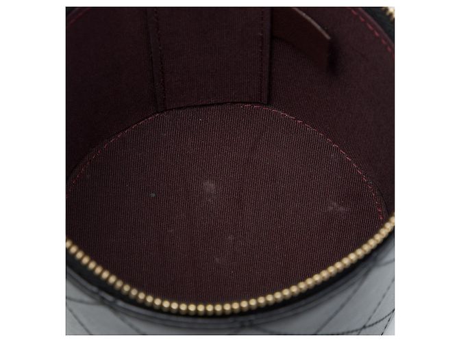 Bolsa Vanity Chanel Mini CC em pele de cordeiro acolchoada preta com corrente redonda Preto - vista 4