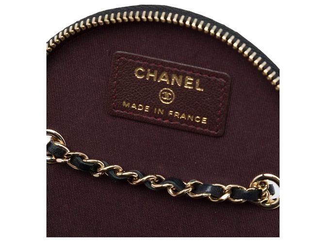 Bolsa Vanity Chanel Mini CC em pele de cordeiro acolchoada preta com corrente redonda Preto - vista 5