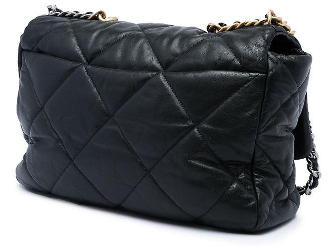 Borsa Chanel 19 Flap Maxi in Pelle di Agnello Nera Nero - vista 2