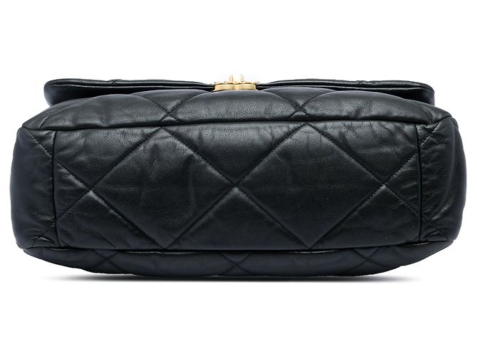 Borsa Chanel 19 Flap Maxi in Pelle di Agnello Nera Nero - vista 3