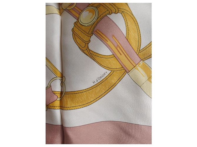 Hermès Seidentuch Carré 90 Eperon d'Or Pink Beige Golden - Ansicht 5