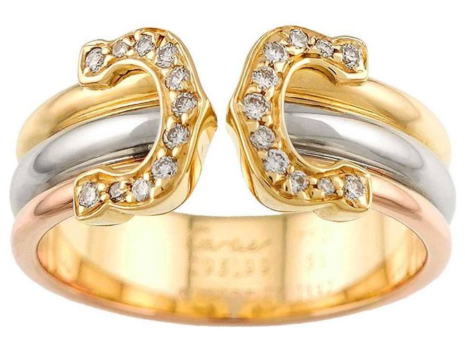 Cartier 2C #51 Ring aus drei Farben Gold mit Diamanten - Ansicht 2