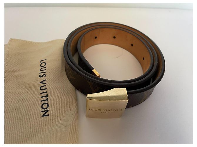 Louis Vuitton Monogram Leather Belt Brown Golden - view 2