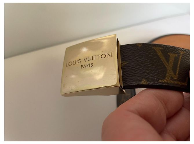 Louis Vuitton Monogram Leather Belt Brown Golden - view 3