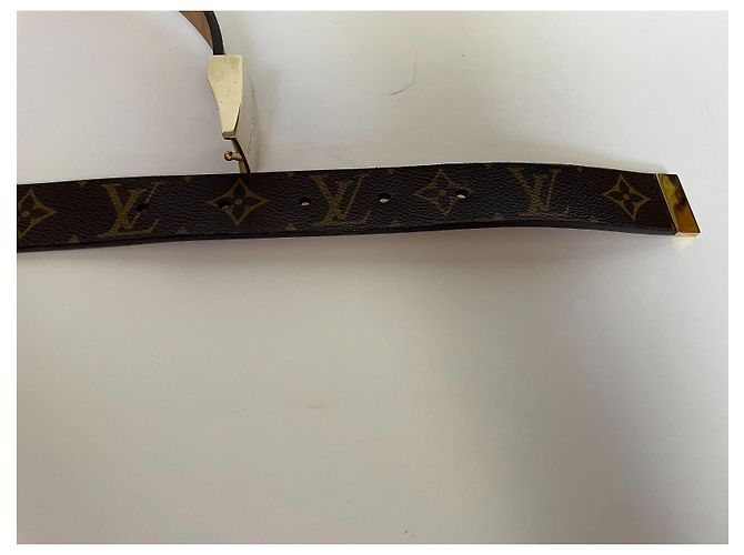 Louis Vuitton Monogram Leather Belt Brown Golden - view 5
