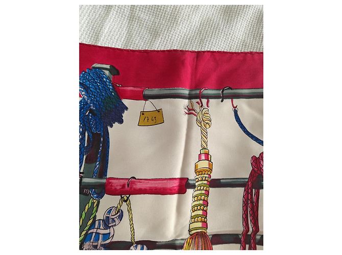 Hermès Carré 90 Passementerie Seidentuch Rot Blau Mehrfarben Beige Grün Gelb - Ansicht 5