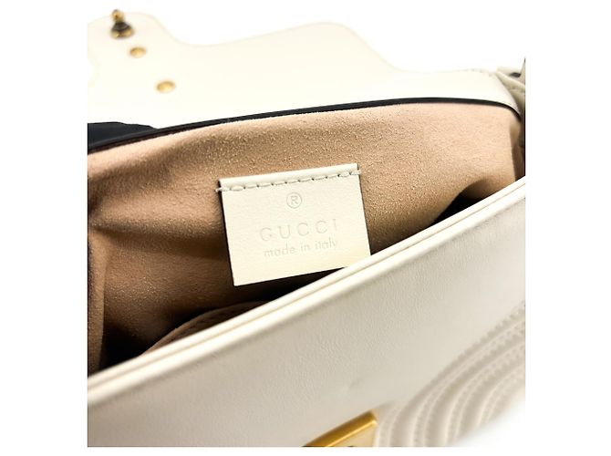Gucci GG Marmont Top Handle Flap Matelasse Leather Mini Bianco - vista 6
