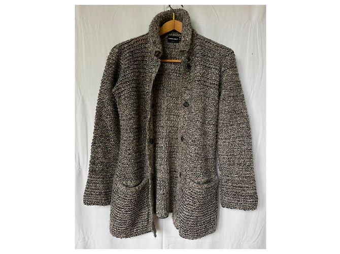 Giorgio Armani Cardigan aus Woll-Seiden-Mischung Braun Grau - Ansicht 3