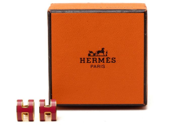 Hermès Hermes Pop H Stud Earrings Pink Golden - view 7