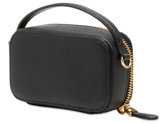 Saffiano Borsa a tracolla Prada con placca logo Triangle e mini pochette Nero - vista 2
