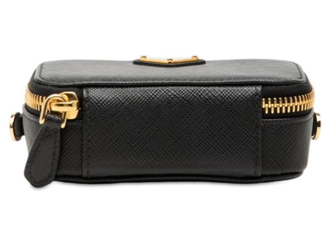 Saffiano Borsa a tracolla Prada con placca logo Triangle e mini pochette Nero - vista 3