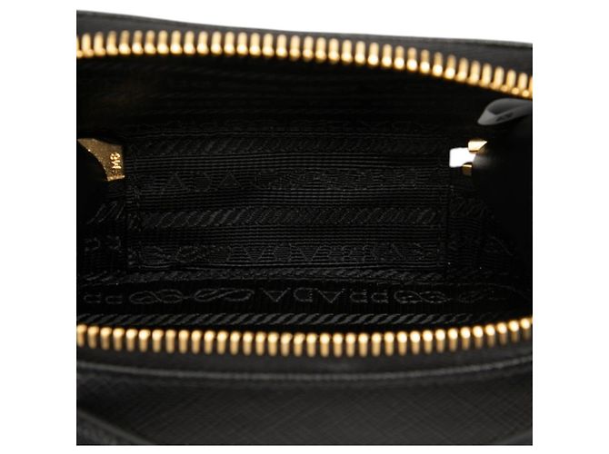 Saffiano Borsa a tracolla Prada con placca logo Triangle e mini pochette Nero - vista 4