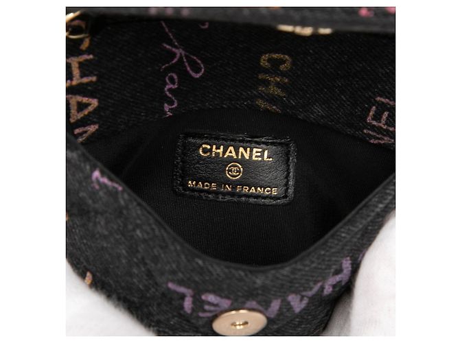 Bolso de Hombro Chanel Mini Matelassé Coco Mark con Cadena Negro Multicolor - vista 5