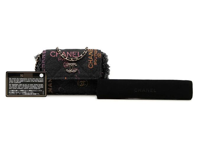 Bolso de Hombro Chanel Mini Matelassé Coco Mark con Cadena Negro Multicolor - vista 7