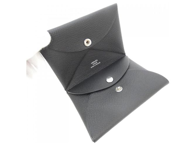 Hermès Portamonete Hermes Calvi Duo Nero - vista 3