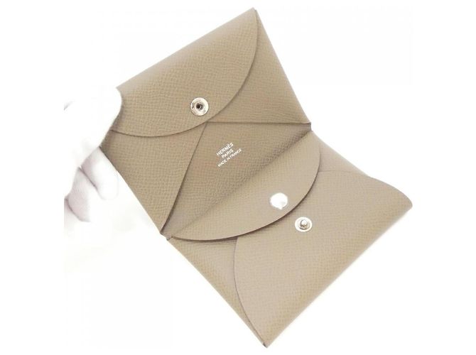 Porta-moedas Calvi Duo Hermès em cinza Etoupe Taupe - vista 3